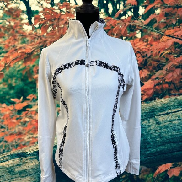 Lululemon Define Jacket Brushed White & Black Glacier Lace GUC - Picture 1 of 16